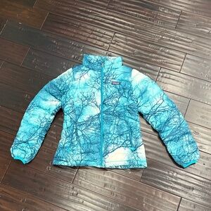 Patagonia Teal and White Tree Pattern Jacket